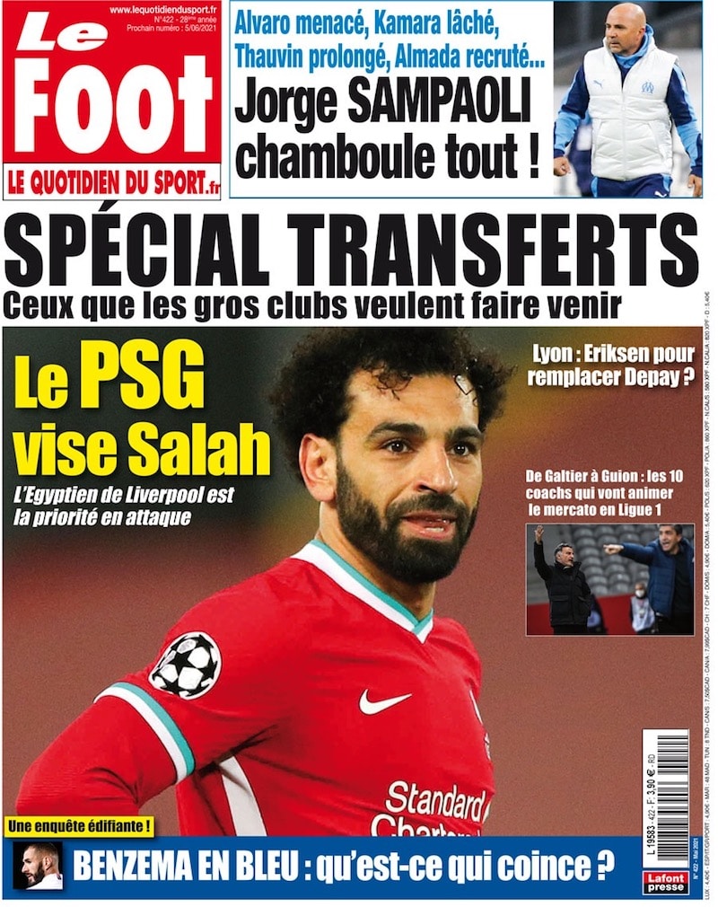 Salah (PSG), Eriksen (Lyon), la révolution Sampaoli… Ne manquez pas le journal Le Foot, il vient de sortir