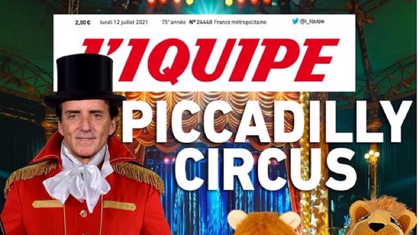 Euro : Mancini et les Italiens ont dompté les Three Lions, la Une de L’Iquipe ne va pas plaire aux Anglais…