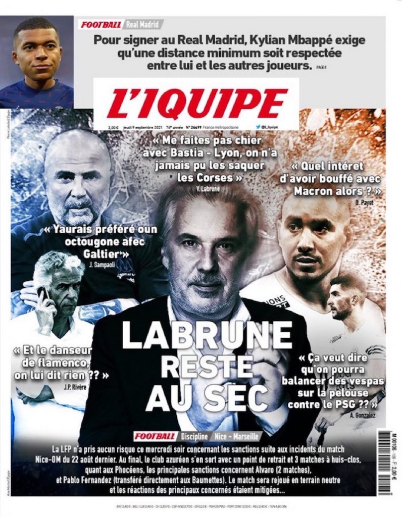 Incidents Nice – OM : l’IQUIPE se paye la Ligue… et Kylian Mbappé !