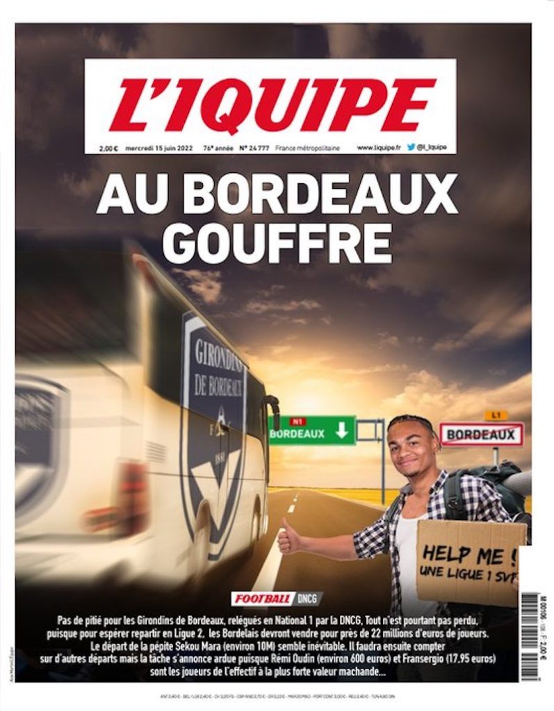 De la Ligue 1 au National : quand L’IQUIPE pleure les Girondins de Bordeaux