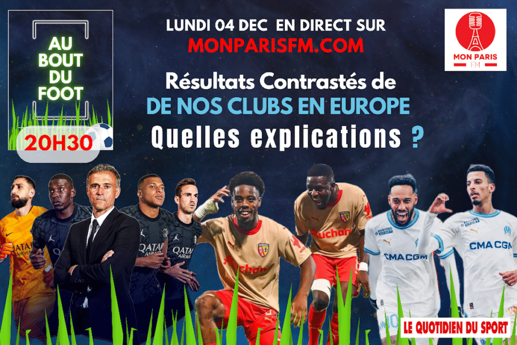 A partir de 20h30 sur Mon Paris FM, AU BOUT DU FOOT, le talk show qui décape l’actualité !