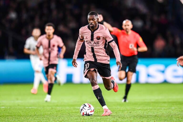 Ousmane Dembélé dans le match avec Lamin Yamal.