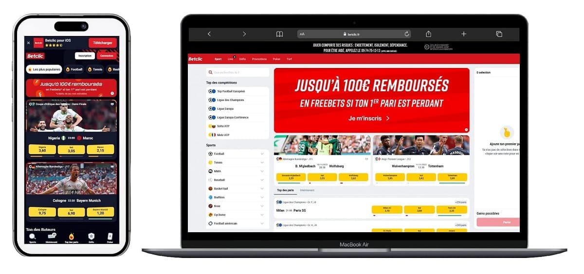 Betclic paris sportif bonus bienvenue mobile