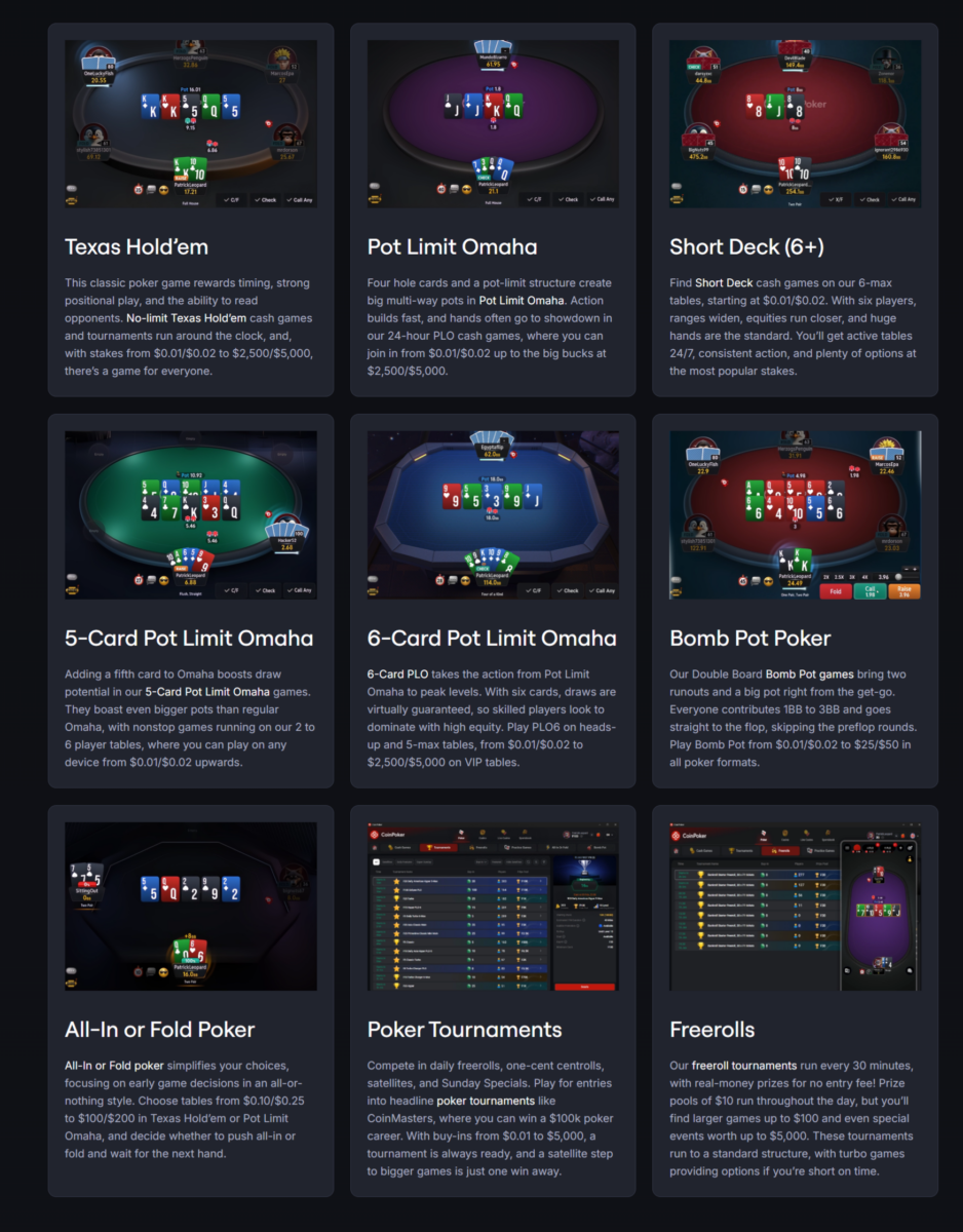 Jeux de Poker sur CoinPoker